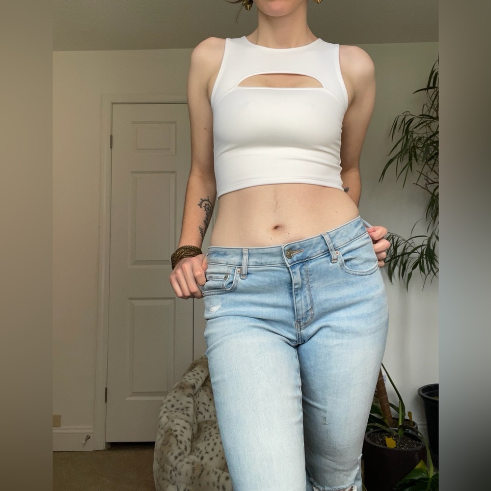 White Cutout Crop Top